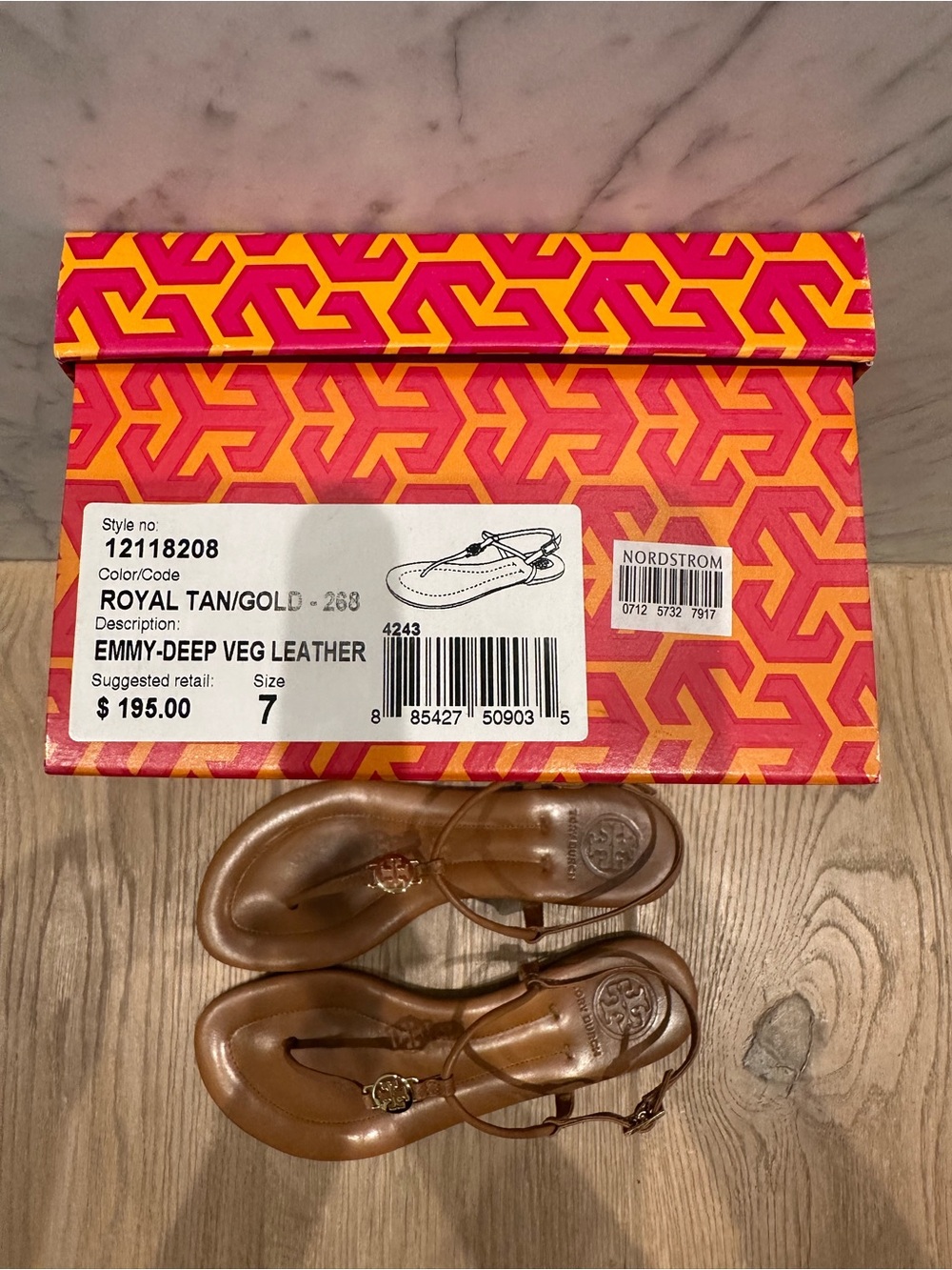 Tory Burch Emmy Thing Sandals in Tan Leather - Picture 13 of 13